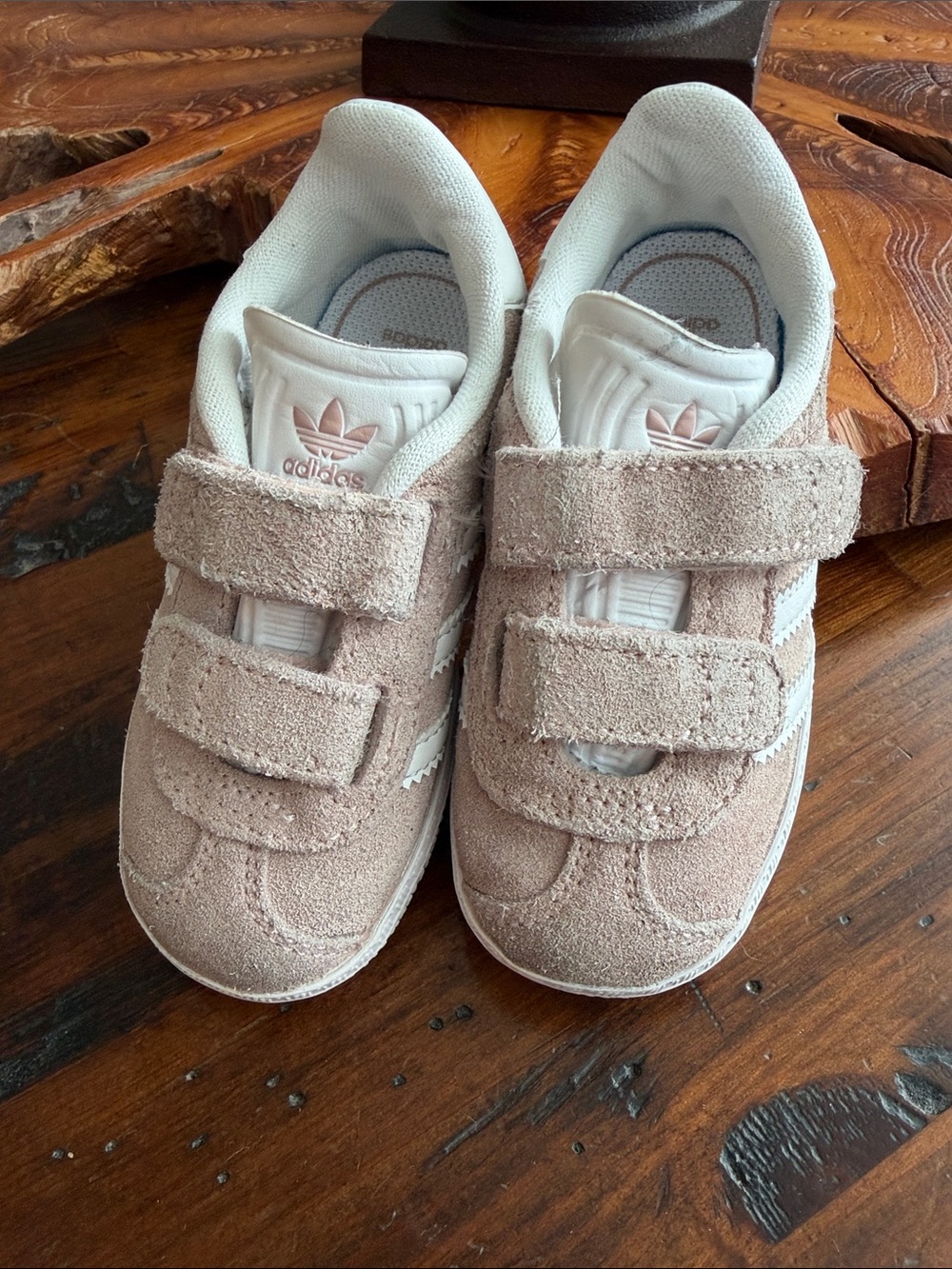 Adidas Kids Suede Velcro Sneakers in Blush Pink 7